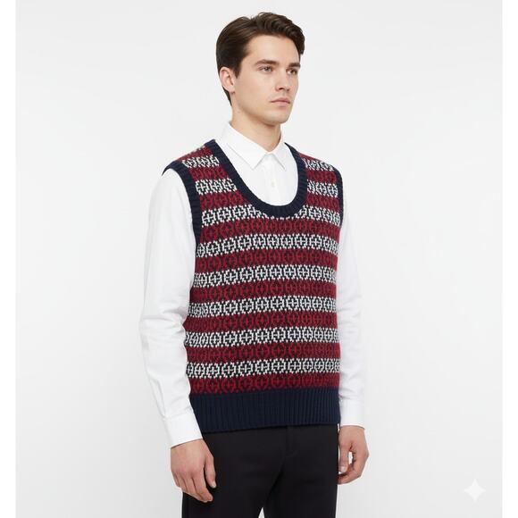 EUC VTG 50s/60s Fair Isle Sweater Vest I Magnin Shetland Wool Preppy Sz 44 - Picture 1 of 14